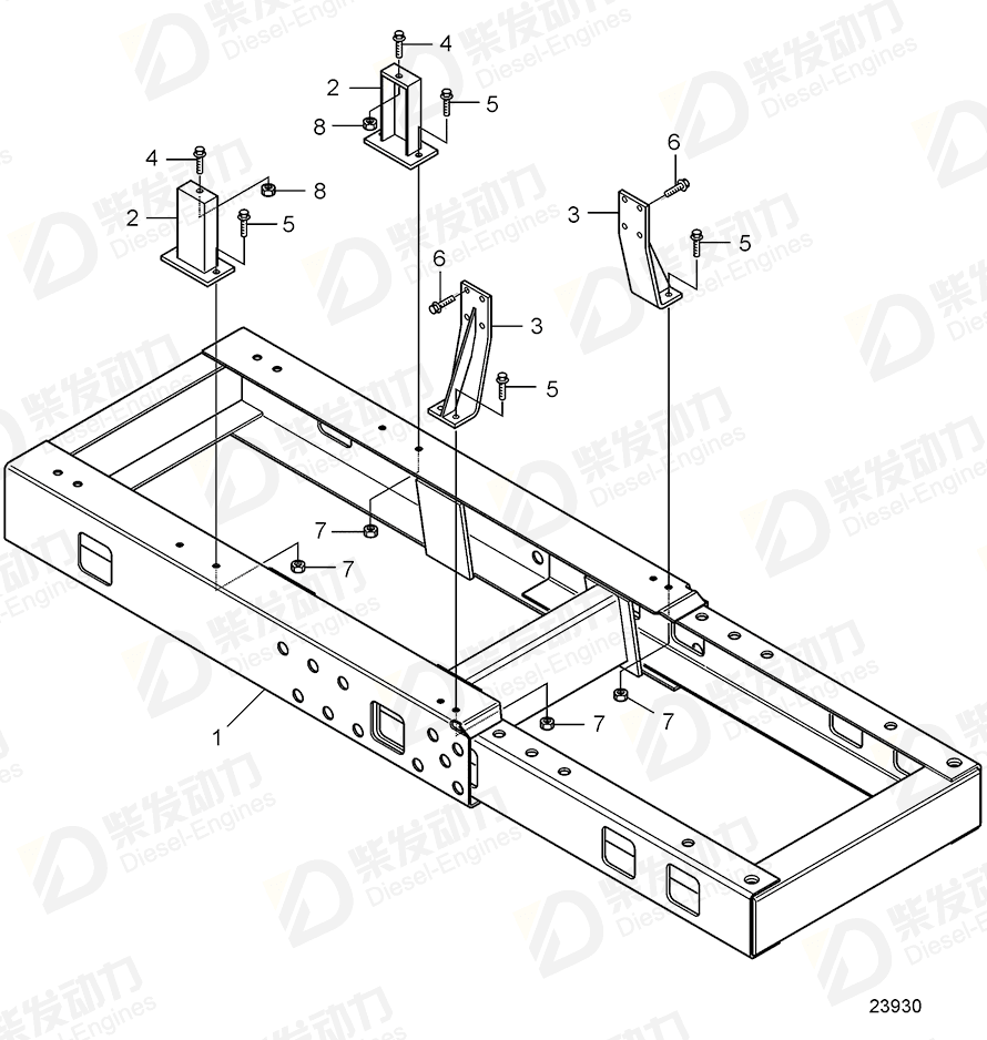 VOLVO Support, front 3812838 Drawing